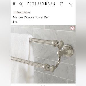 NIB Pottery Barn Mercer chrome double towel bar